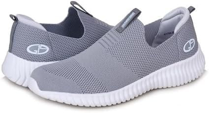 Mens Slip On Memory Foam Sports Casual Walking Running Breathable Canvas Gym Walk Trainers Shoes Sneakers Size (Grey, UK Footwear Size System, Adult, Men, Numeric, Medium, 8)