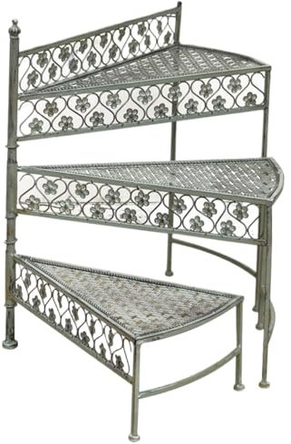 SHCHNA Blumenregal Blumenständer Pflanzenständer Eisen Anlage Stehen Drehbare Blume Halter Outdoor Retro Regal Wohnkultur Display Pflanzenregal Blumentreppe(Grün)