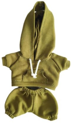 Sharplace Puppenkleidung für 17 cm große Plüschpuppen, Puppenkleidung, Kapuzenpullover, Sweatshirt und Hose, weich, stylisch, zum Anziehen, süße, GrÜn