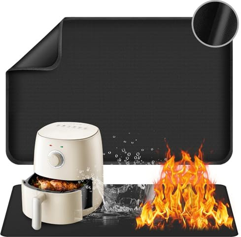 Leerweii Hitzebeständige Unterlage, Hitzeschutzmatte 35 x 45 cm Hitzebeständige Matte für Luftfritteuse Feuerfeste Silikonmatten für Küchenarbeitsplatten, Rutschfest und Wasserdicht