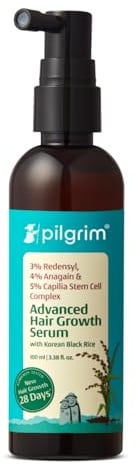 Pilgrim Advanced Hair Growth Serum | with 3% Redensyl + 4% Anagain | Stops Hair Loss & Hair Thinning | Hair Growth Treatment | Provides Thick & Dense Hair | 3.38 Fl Oz (100ml)