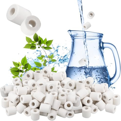 Samamoca 55 Perles de Céramique Blanc EM Filtre Eau du Robinet,Anti-Calcaire 100% Naturel,Réutilisable,Billes Filtration Chlore,Filtre Eau Naturel,Billes Filtration,Purification Eau,Carafe, Bouilloire