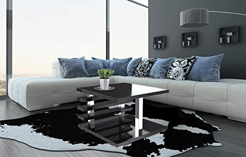 Design Couchtisch DC-2 Schwarz Hochglanz 60x60x40cm eckig Ablage modern quadratisch Wohnzimmertisch Beistelltisch Sofatisch platzsparend Wohnzimmer kleine Räume Living Room Table