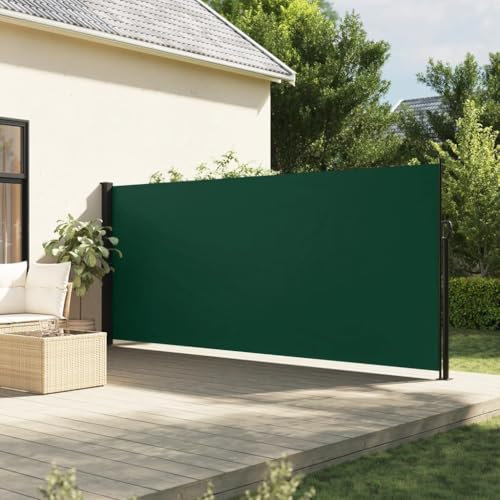 Fasba Seitenmarkise Ausziehbar, Wandmarkise mit PU-Beschichtung, Sichtschutz für Balkon Terrasse Garten, Windschutz Markise, Dunkelgrün 160x300 cm