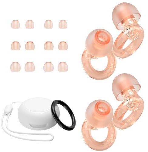 JUSTRVN Ear Plugs for Concert, 2 Pairs of Noise Reduction Earplugs 25dB-30dB with 8 Ear Tips&Carry case,Reusable Hearing Protection earplugs for Sleep,Social,Work,Focus&Noise Sensitivity