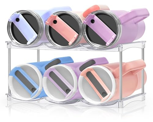 HOMECOR Water Bottle Organizer for Stanley 40 oz Tumbler - Large Stackable Water Bottle Holder for Cabinet, Pantry Kitchen Organizers and Storage for Stanley Cup Accessories, Tumbler Storage Organizer