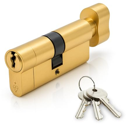 IRONWORX® Spectre Brass Escape Thumb Turn Euro Cylinder Door Lock 45mm (Turn) / 55mm (Key) (100mm) High-Security Police Approved TS007 BSI 1 Star, Anti-Bump, Anti-Pick, Anti-Drill, Anti-Snap, 3X Keys