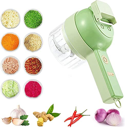 Set di affettaverdure elettrico – 4 in 1 USB di ricarica strumento da cucina per affettare, schiacciare aglio e zenzero