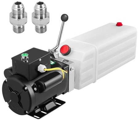 ERSINIAN Pompe hydraulique 220 V à Deux et Quatre colonnes avec réservoir en Plastique Blanc de 6 L