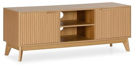 HOMN LIVING Mobile TV Oporto con 2 Ante e 2 Ripiani, Finitura Rovere, 130 cm (Larghezza) x 40 cm (profondità) x 50 cm (Altezza)