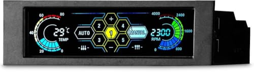 Koolenry Temperature Monitor Front Panel 5.25 Touchscreen LCD 5 Way Fan Speed Controller Computer Cooling Temperature Control Unit
