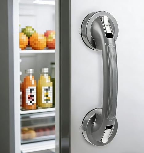 YIDELAI Aspirateur puissant verre miroir poignée de porte réfrigérateur tiroir salle de bain mur main courante baignoire douche poignée cuisine tiroir armoire bouton aspirateur (Gris + argent)