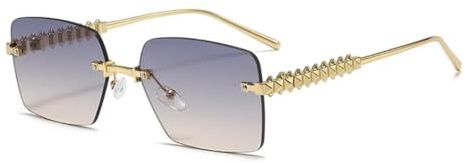 MUTYNE Vintage rahmenlose quadratische Sonnenbrille für Damen und Herren, rechteckige Sonnenbrille