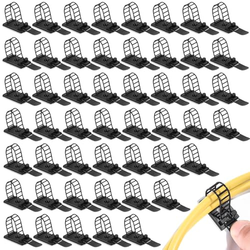 50 Stück Kabelhalter Selbstklebend,Kabelschellen,Kabelclips,Kabelmanagement,Kabelbefestigung,Kabelbinder Mit Klebehalterung,Kabelführung Kabelschellen Kabelclips Für Zuhause Büro Und Werkstatt