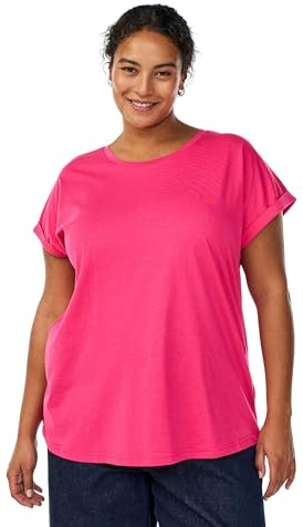 Zizzi Damen T-Shirt Große Größen Baumwolle Rundhalsausschnitt Größe Gr L Raspberry Sorbet