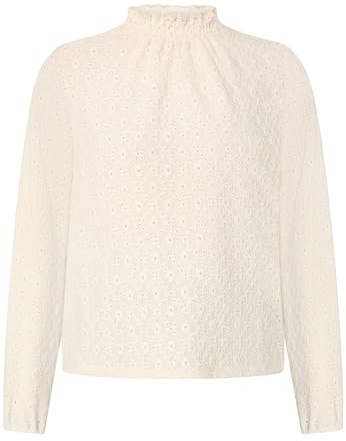 zero Damen Bluse mit Lochmuster 40, Eggnog