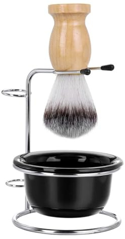 CHICAMPERA 1ensemble Rasage pour Hommes avec Brosse Nylon et Support Acier Inoxydable Bol Spécial Savon Jaune Léger et Pratique pour Créer une Mousse Riche Rasage Confortable