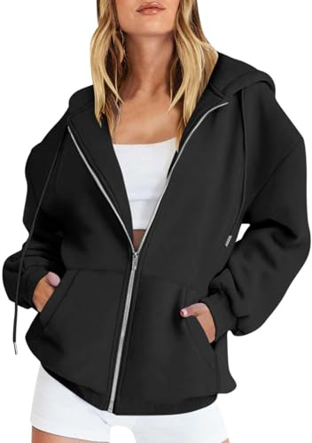 Oversized Hoodie Women 2026 Casual Ladies Hoodies With Zip Jacket | Womens Hoodies Zip Up Fleece Jackets Oversized Sweatshirts Hooded Lightweight Sweaters Cardigan Fall Jackets