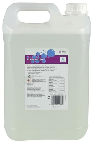 QTX | Long-Lasting Bubble Solution, Professional Bubble Fluid for All Machines | Ready-to-Use Bubble Liquid Mixture for Professional Events, Entertainers, and Home Use | 5 Litre