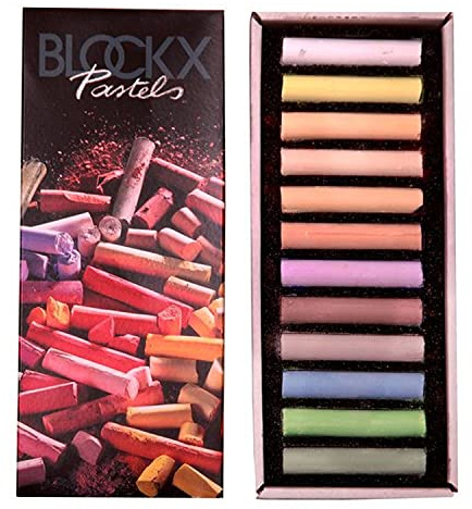 BLOCKX 12912CBXC - Box mit 12 Pastellkreiden, 12x9cm, helle Farben sortiert