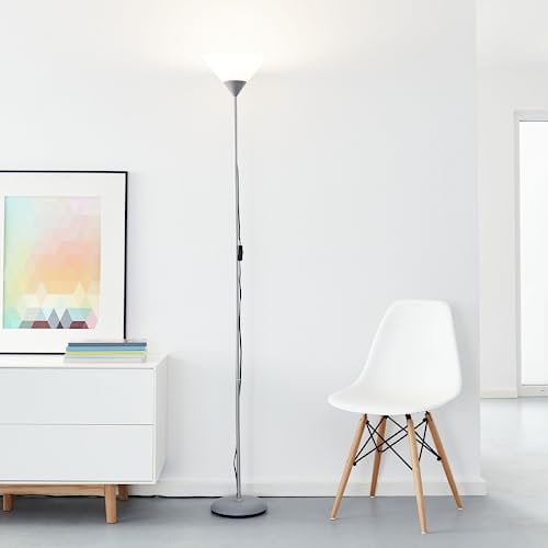 Lightbox LED plafonnier avec lumière blanche chaude (3000 K) & interrupteur à bascule | hauteur 1,8m | lampadaire sobre | ampoule incluse & interchangeable | 806 lm, 8 W | en métal/plastique en