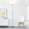 Lightbox LED Deckenfluter mit warmweißem Licht (3000 K) & Kipp-Schalter | Höhe 1,8m | schlichte Stehleuchte | Leuchtmittel inklusive & wechselbar | 806 lm, 8 W | aus Metall/Kunststoff in Silber/Weiß