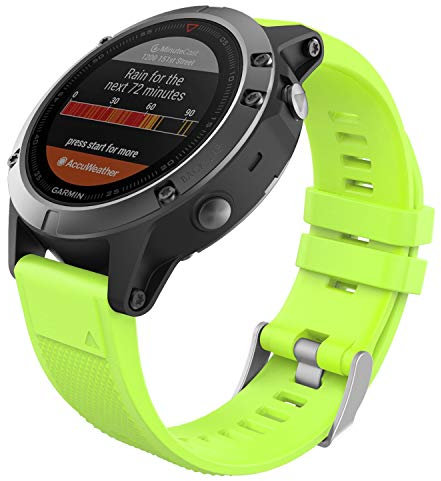 MoKo Armband Kompatibel mit Garmin Fenix 7/7 Pro/6/6 Pro/5/5 Plus/Forerunner 965/955/945/Instinct Solar/Instinct 2, Quick Fit 22mm Silikon Ersatzarmband Uhrenarmband Sportarmband, Grün