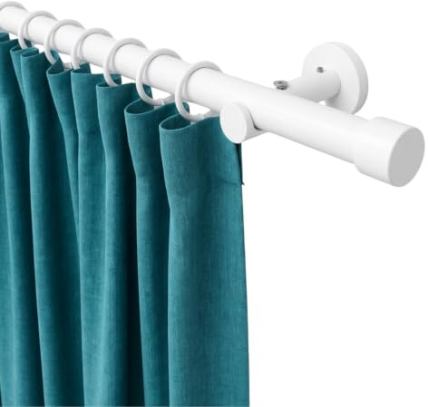Rollmayer Gardinenstange Ø19mm 440cm Weiß 1-läufig mit Crux | Metall, Wandbefestigung ohne Ringe, Für Wohnzimmer Schlafzimmer Büro