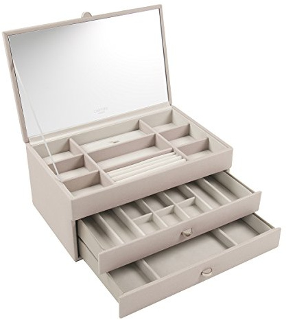 Carters of London Large Contemporary Taupe Jewellery Box