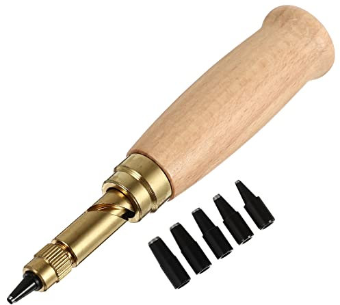 UKCOCO 6-teiliges Stanzset für Leder, legierter Stahl, automatische Lochstanzer, geeignet für 1,5 mm, 2 mm, 2,5 mm, 3 mm, 3,5 mm, 4 mm