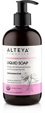 Alteya Organic Savon Liquide Géranium Rose 250 ml - Certifié Organique de l’USDA Savon de douche pur naturel