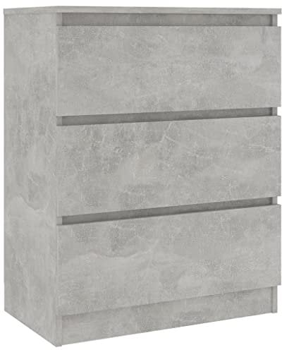 vidaXL Sideboard, Kommode mit viel Stauraum, Schrank mit 3 Schubladen, Schubladenschrank Anrichte für Wohnzimmer, Betongrau 60x35x76cm Holzwerkstoff