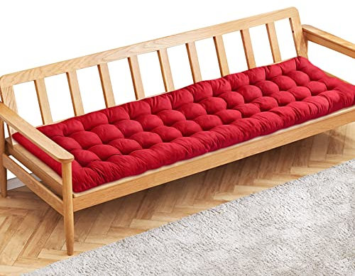PLULON Rotes Gartenbankkissen, 2/3-Sitzer-Gartenstuhlauflage, Veranda-Schaukelstuhlkissen, Banksitzauflage, Matte, Möbelauflage für Garten, Terrasse, Rasen, Liegebank, 120 x 48 cm (rot)