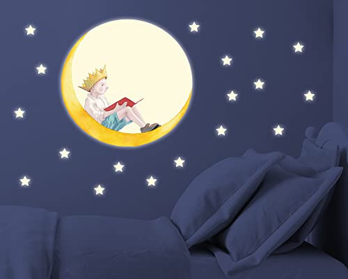 TinyFoxes Leuchtsticker Kleiner König - leuchtet im Dunkeln - fluoreszierende Wanddeko für das Kinderzimmer - handgezeichnete Aquarellmotive von Kristin Franke