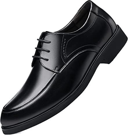 GOMMER Schuhe Kleid Oxford for Männer Lace Up Schürze Toke Derby Schuhe Leder Rutsch Rutsch Niedrig Top Gummi Sohle Block Heel Anti-Slip Party Geeignet für viele Gelegenheiten.