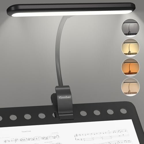 iGoober 28 LED Music Stand Light, 1/2 Pack Clip on Piano Lights, Eye Caring & Blue Light Blocking, USB-C Rechargeable, 4 Color x 3 Brightness, Perfect for Musician, Piano, Keyboard, Orchestra