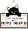 TOMATO FANQIE Cat Welcome Sign, Cats Welcome People Tolerated Kitty Kitten Footprint Wooden Plaque, 10 X 11 inches Funny Wooden Hanging Sign for Pet Shop Home Decor，Gift for Cat Lovers (US-G117)