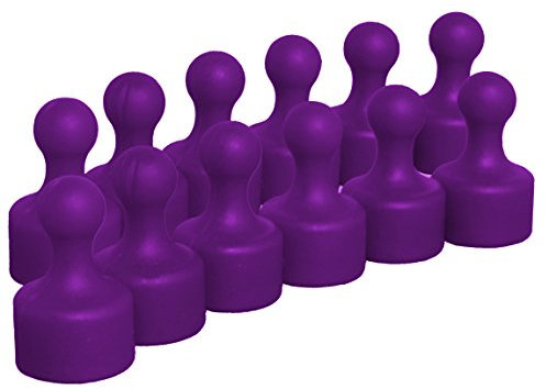 LeBigMag® | Sehr Starke Neodym Kegelmagnete | Ø 12 mm | 19,5 mm hoch | für Kühlschrank Pinnwand Magnettafel | geringerer Halt auf Glasmagnettafeln (12 lila Pins)