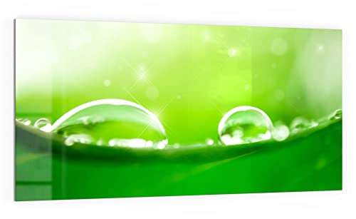 DEQORI Küchenrückwand Glas | Motiv Tautropfen auf Blatt | 100x50 cm | Bad- oder Herd-Rückwand | Herdblende Spritzschutz für Küche & Badezimmer | moderne Deko für Fliesenspiegel