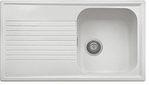 Plados PL0861 - Fregadero compuesto con escurridor + tabla de madera (blanco Polare)