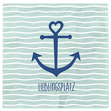 Grafik Werkstatt Servietten mit Spruch groß | 20 Stück | 16,5 x 16,5 cm | maritim | Lieblingsplatz