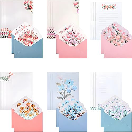 Blumen Briefpapier und Umschläge Set - Elegantes Briefpapier Briefset für Geschenke und Korrespondenz