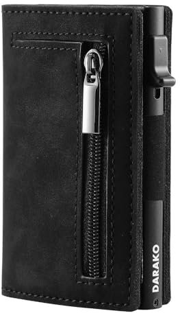 DARAKO Future Wallet mit Münzfach & RFID-Schutz - Mini Geldbörse für Herren & Damen klein - Kreditkartenetui Kartenetui - Portemonnaie Portmonee - Slim Wallet Geldbeutel (Designer-Schwarz)