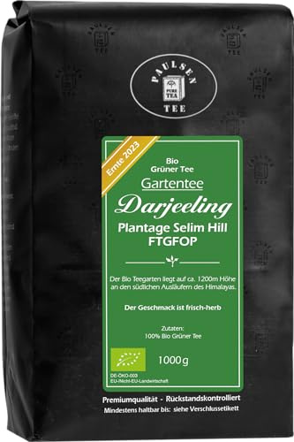 PaulsenGartentee - Plantage Selim Hill, Bio Darjeeling FTGFOP, Ernte 2023, grüner Tee, 1000g