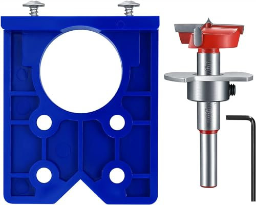 BODYA 35mm Concealed Hinge Hole Jig with Saw Drill Bit Tool Set for Kitchen Cabinet Doors