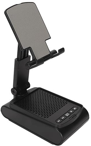 Bewinner F25 Cell Phone Stand, BT 5.1 Wireless Speaker, Adjustable Foldable Desktop Phone Holder Cradle Dock with Ant Slip Base, Compatible with Cell Phone Tablet 12.9in