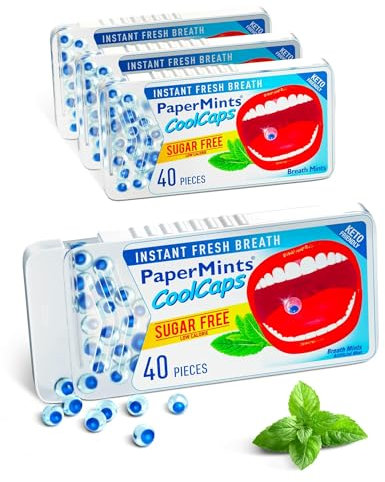 PaperMints CoolCaps - Instant Fresh Breath Mints zuckerfrei 4er Pack - 160 Kapseln Extreme Mundgeruch Behandlung für Erwachsene Atemerfrischer Perlen zur Mundgeruch Behandlung Ketofreundlich