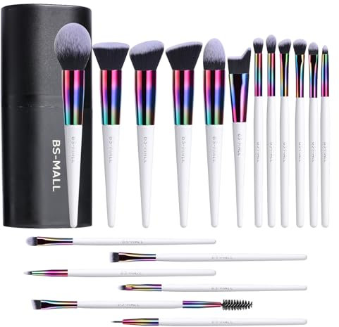 BS-MALL Lot de 18 pinceaux de maquillage de qualité supérieure pour fond de teint, contour, anti-cernes, lèvres