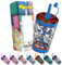 Pipeeto Vaso con Pajita para Niños 480ml, Azul | Botella Agua Infantil Reutilizable con Pajita, a Prueba de Fugas, Libre de BPA, Apto Para Lavavajillas | Vaso Entrenamiento Bebes de Soccer
