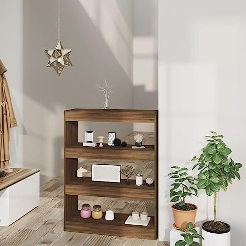 CKioict Eckvitrine Modernes Standregal Wohnzimmermöbel Bücherregal/Raumteiler Braun Eiche 80x30x103 cm Holzwerkstofffür Wohnzimmer, Schlafzimmer, Büro